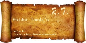 Reider Tamás névjegykártya